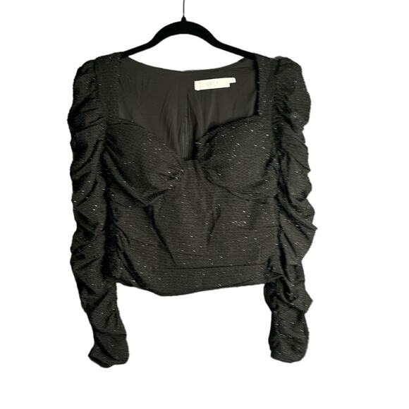 ASTR the Label Black Sparkly Top Ruching Detail Sweetheart Neck Size Medium - Picture 1 of 7